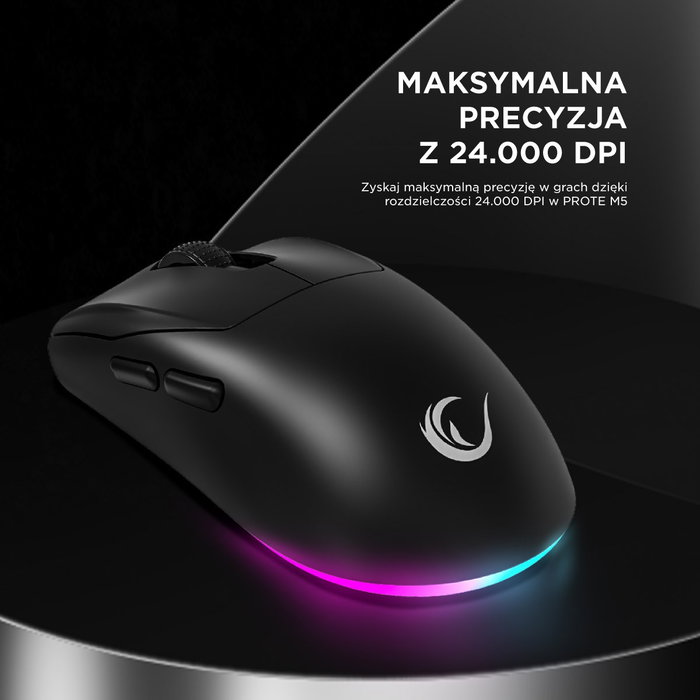 Rampage Prote M5 Ratón Inalámbrico 24000 DPI RGB LED 1kHz Negro