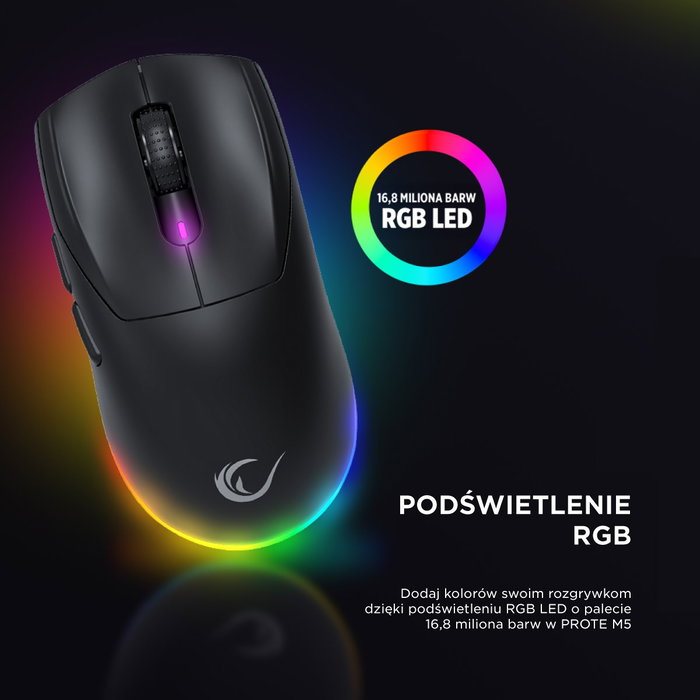 Rampage Prote M5 Ratón Inalámbrico 24000 DPI RGB LED 1kHz Negro