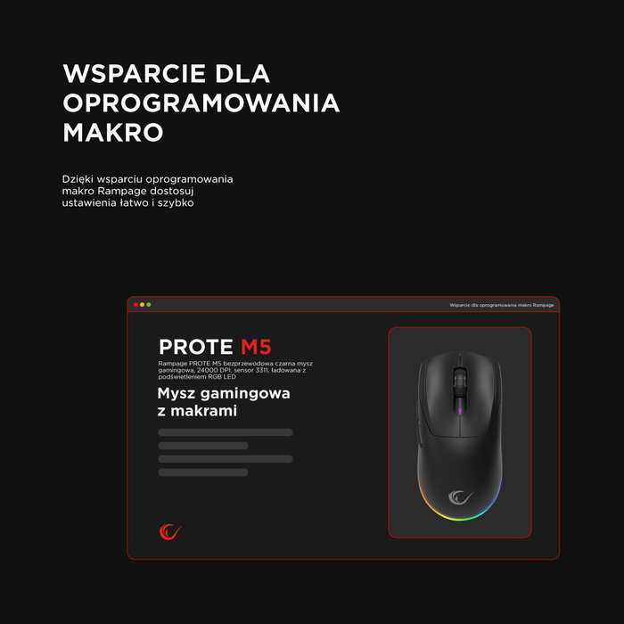 Rampage Prote M5 Ratón Inalámbrico 24000 DPI RGB LED 1kHz Negro