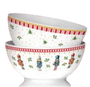 DKD Home Decor Set de 2 Cuencos de Porcelana Cascanueces Multicolor