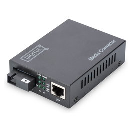 Digitus Convertidor de Medios Gigabit Bidireccional RJ45 a SC, 1000 Mbit/s, para Fibra Monomodo, 20 km, Negro