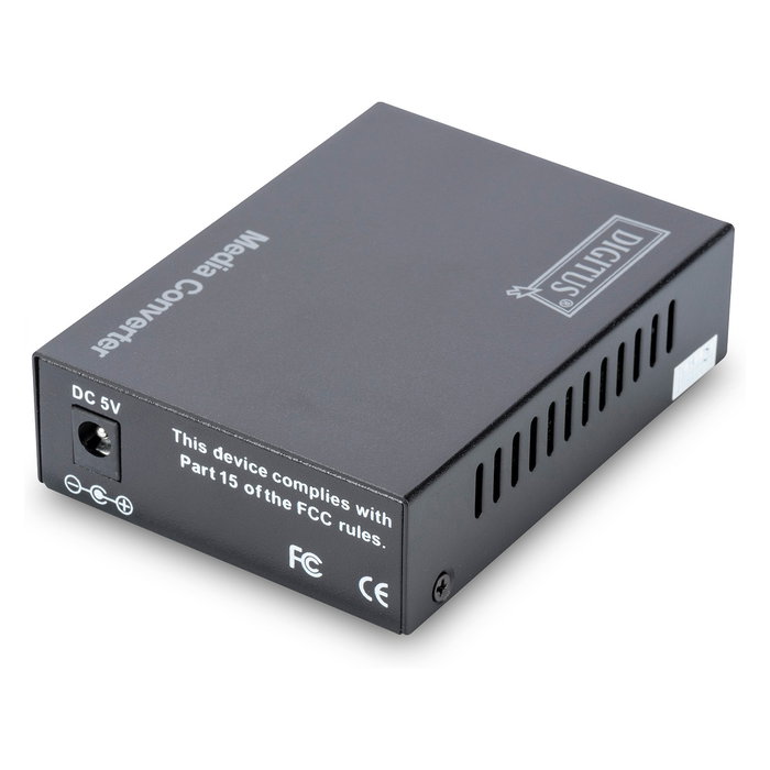Digitus Convertidor de Medios Gigabit Bidireccional RJ45 a SC, 1000 Mbit/s, para Fibra Monomodo, 20 km, Negro