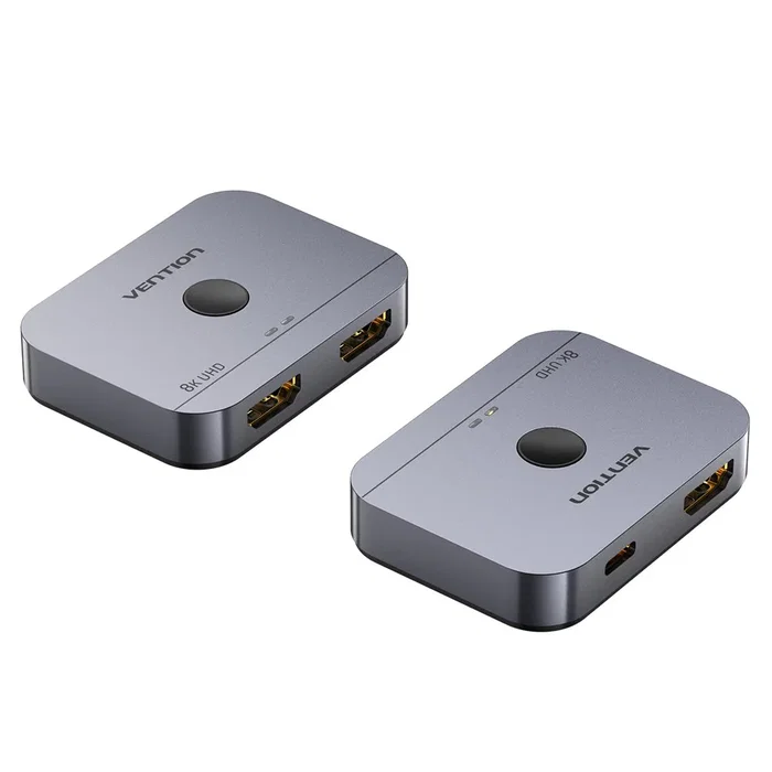 Vention Conmutador HDMI 4K Bidireccional AKPH0 - HDMI F 2x HDMI F USB-C F - Aluminio Gris - 8K 7680x4320 60Hz HDMI 2.1