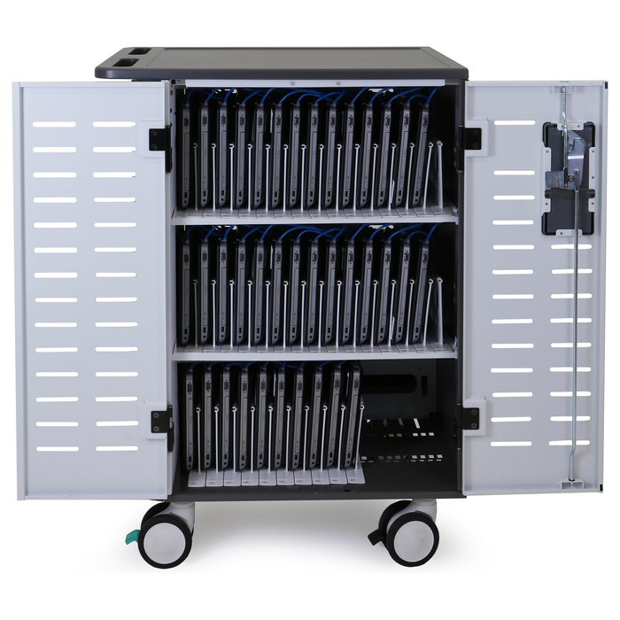 Ergotron Zip40 Carro de Gestión y Carga para 40 Tablets o 30 Notebooks, Negro/Gris, Acero, Máx. 116 kg