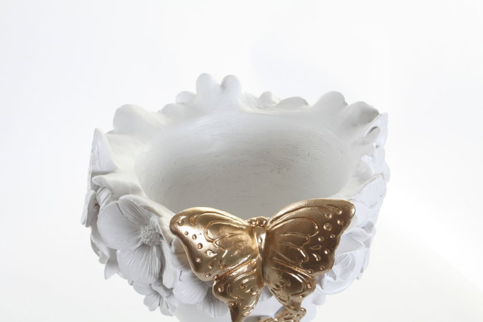 DKD Home Decor Figura Resina Cara Macetero Blanco y Dorado DKD Home Decor Figura Resina Cara Macetero Blanco y Dorado