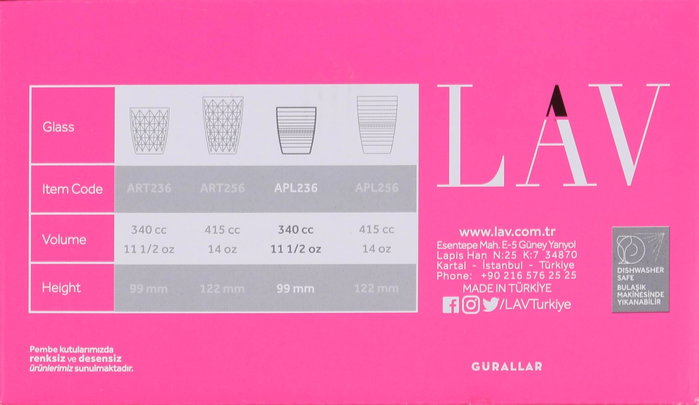 LAV Set de 6 Vasos Apollon 340cc