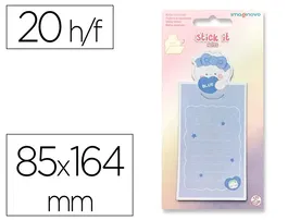 Imaginovo Bloc notas adhesivas conejito azul 20 hojas 85x164 mm