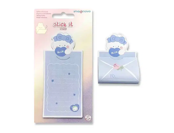 Imaginovo Bloc notas adhesivas conejito azul 20 hojas 85x164 mm