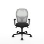 Silla de oficina Jorquera con mecanismo Sincro tapizada con Similpiel color Negro y malla color Blanco. Equipada con lumbar 1D, Brazos 1D y Ruedas 65mm nailon