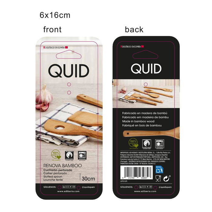 Cucharón Perforada Bambú Renova Bamboo Quid 30 cm