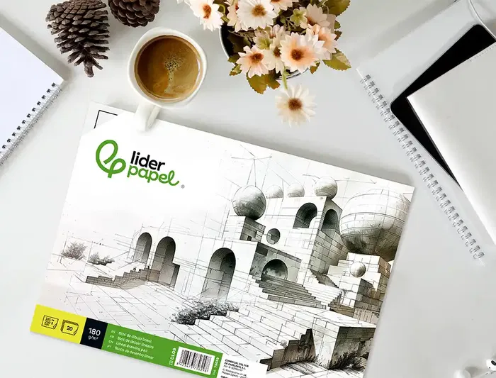 Liderpapel Bloc Dibujo Lineal Encolado 230x325mm 20 Hojas 180 gr/m2 con Recuadro