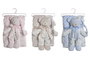 DKD Home Decor Peluche Manta Bebé Rosa Azul Beige Poliéster 2 x 75 x 100 cm Set de 2
