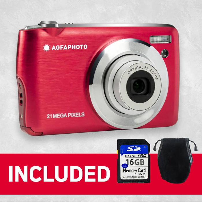 AgfaPhoto DC8200 Cámara Digital Compacta Roja, 18 MP, Zoom 8x, Full HD AgfaPhoto DC8200 Cámara Digital Compacta Roja, 18 MP, Zoom 8x, Full HD