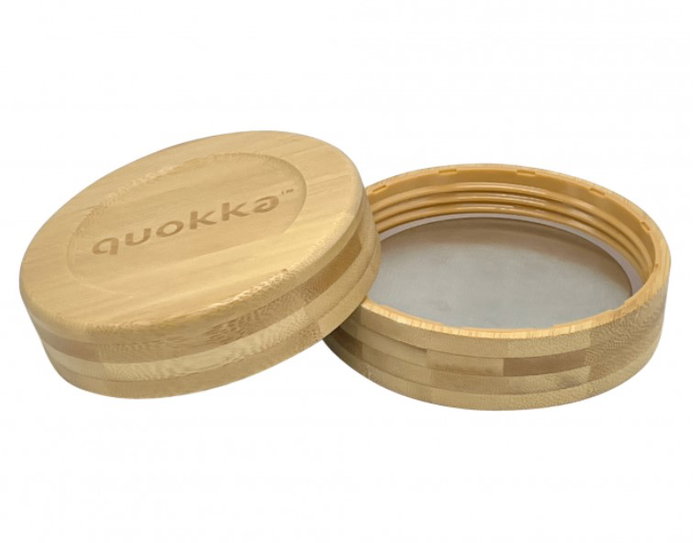 QUOKKA Recipiente de Comida de Cristal 820 ml con Funda Deli Blue Nature - Tartera Reutilizable