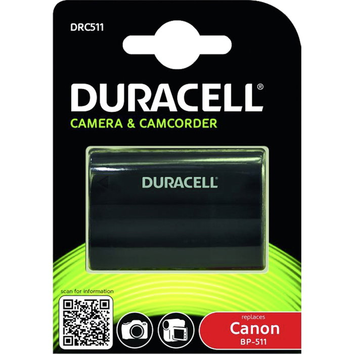 Duracell Batería de iones de litio 1600mAh para Canon BP-511/BP-512 Duracell Batería de iones de litio 1600mAh para Canon BP-511/BP-512