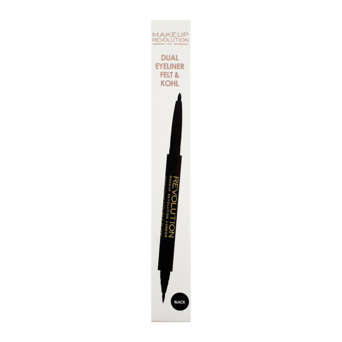 Revolution Make Up Dual Eyeliner Felt & Kohl Perfilador de Ojos Professional Negro 1 ml - Delineador en Lápiz y Líquido