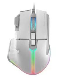 Mars Gaming MM-XT Ratón Gaming Ergonómico Cableado para Mano Derecha, RGB, 9 Botones Programables, Hasta 12800 DPI, Sensor Óptico, Compatible PC y Consolas, Color Blanco