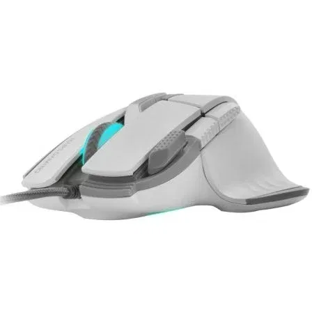 Mars Gaming MMXTW Ratón Gaming 12800 DPI, 9 Botones Huano, Iluminación RGB, Cable Feather Paracord, Ergonómico Blanco