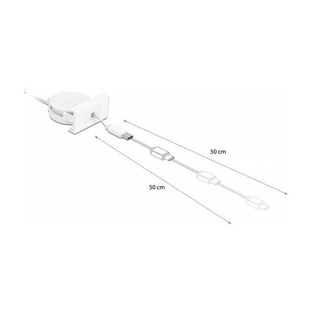DeLOCK Cable USB Easy 45 Modul USB 2.0 Tipo-A a Tipo-C Blanco