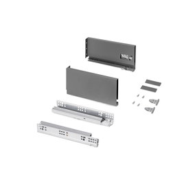 Emuca Cajón exterior Protone 30kg con guías de extracción total y cierre suave, Altura 131mm, profundidad 270mm, Acero, Gris antracita