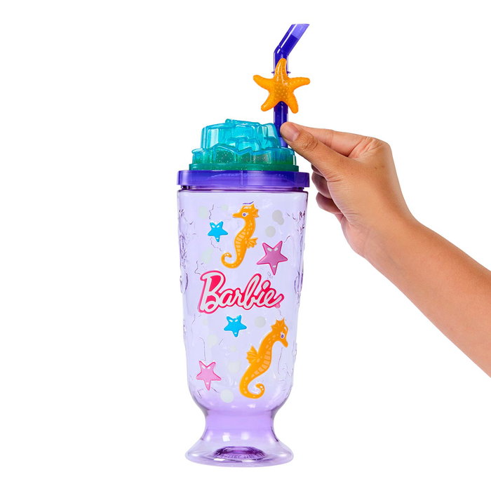 Barbie Pop Reveal Serie Dulces Copa Lila con Muñeca, Mascota y Accesorios Sorpresa