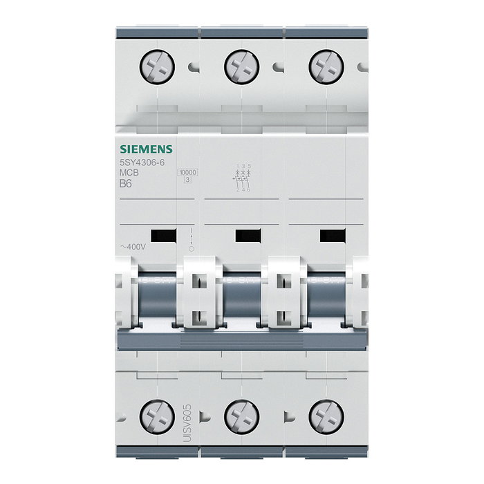 Siemens 5SY4306-6 Disyuntor en miniatura 3p 6A 400V 10kA