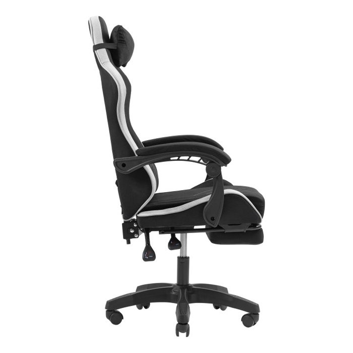 Mars Gaming Silla Gamer MGCXFGRBL Negra y Blanca Reclinable Reposabrazos Ajustable Reposapiés con Cojines