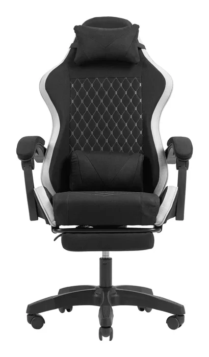 Mars Gaming MGC-X Silla Gaming Ergonómica Reclinable con Reposapiés Extensible, Cojines Lumbar y Cervical - Negro y Blanco