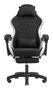 Mars Gaming MGC-X Silla Gaming Ergonómica Reclinable con Reposapiés Extensible, Cojines Lumbar y Cervical - Negro y Blanco