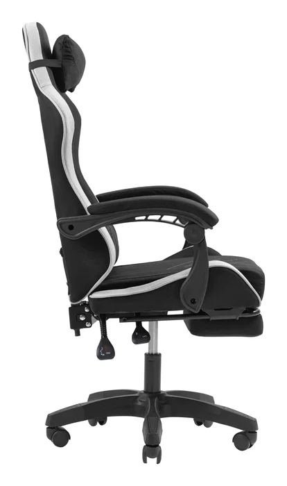 Mars Gaming MGC-X Silla Gaming Ergonómica Reclinable con Reposapiés Extensible, Cojines Lumbar y Cervical - Negro y Blanco