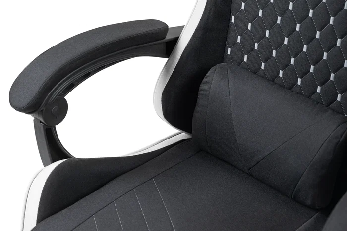 Mars Gaming MGC-X Silla Gaming Ergonómica Reclinable con Reposapiés Extensible, Cojines Lumbar y Cervical - Negro y Blanco