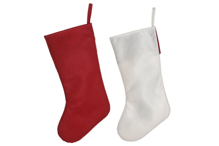 DKD Home Decor Calcetín Navidad Tradicional Rojo Beige Poliester 6 Unidades 25 x 50 cm