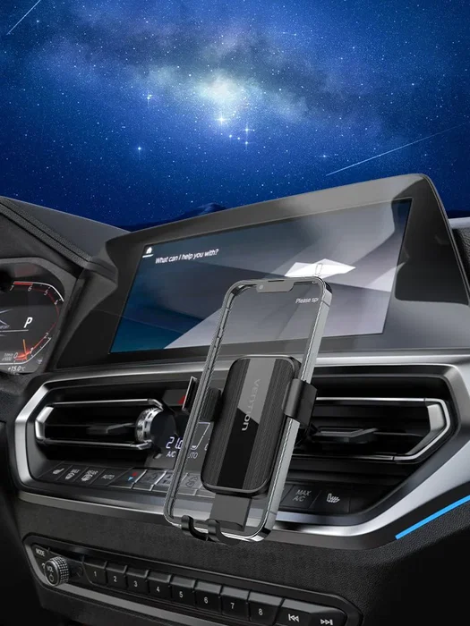 Vention KCTB0 Soporte Pasivo para Smartphone de Coche con Sujeción Automática y Clip para Rejilla de Ventilación - Negro, Compatible Teléfonos 4.7" a 7.2"