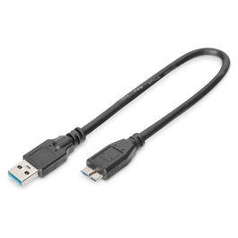 Digitus Cable USB 3.2 Gen 1 (3.1 Gen 1) USB-A Macho a Micro-USB B Macho, 0.25 m, Longitud 25 cm, Negro