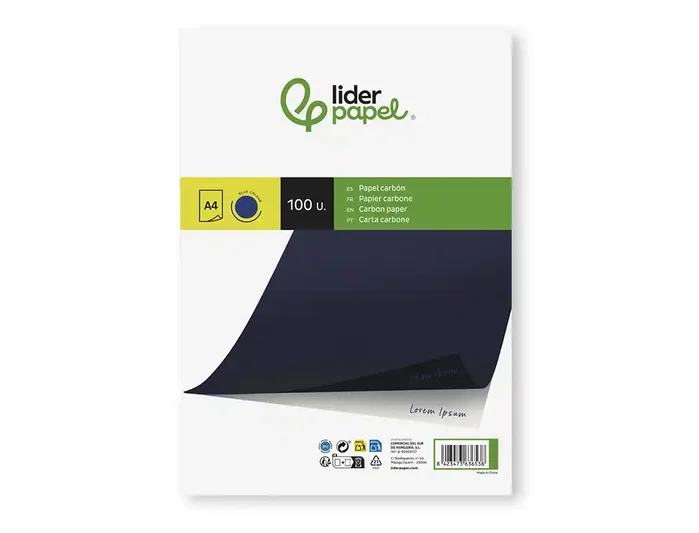 Liderpapel Papel Carbón Azul DIN A4 Caja de 100 Hojas