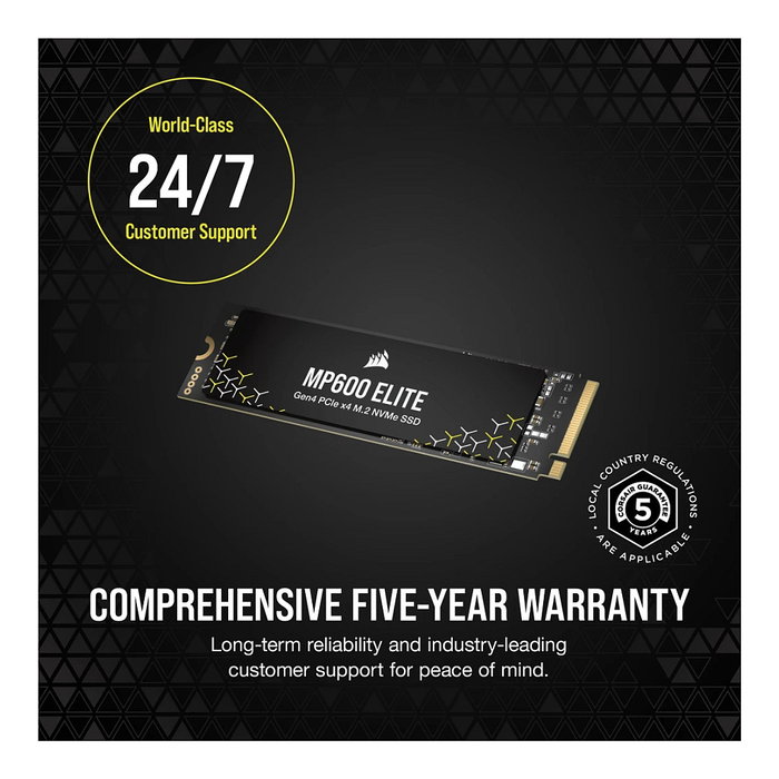 Corsair MP600 ELITE 2TB M.2 2280 PCIe 4.0 x4 NVMe SSD - Cifrado AES 256-bit (CSSD-F2000GBMP600ENH)
