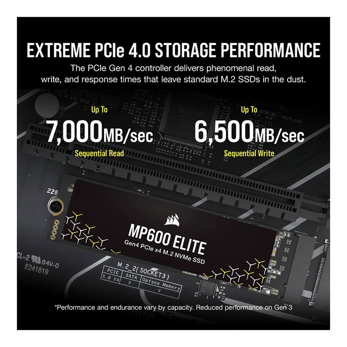 Corsair MP600 ELITE 2TB M.2 2280 PCIe 4.0 x4 NVMe SSD - Cifrado AES 256-bit (CSSD-F2000GBMP600ENH)