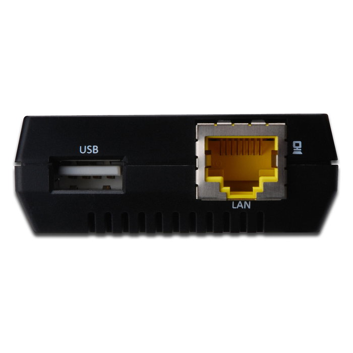 Digitus USB-Netzwerkserver 1-Port, Printserver, NAS y USB-HUB, 1x USB 2.0, LAN Ethernet 10/100 Mbit/s, FTP/SMB/CIFS, Negro