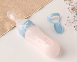KioKids Cuchara Alimentadora Dosificadora para Bebés, Azul Claro, +4 Meses, Silicona, 90ml