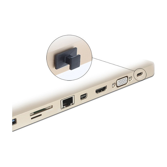 DeLOCK 64015 Cubierta antipolvo para USB Tipo C, 10 unidades, Negro