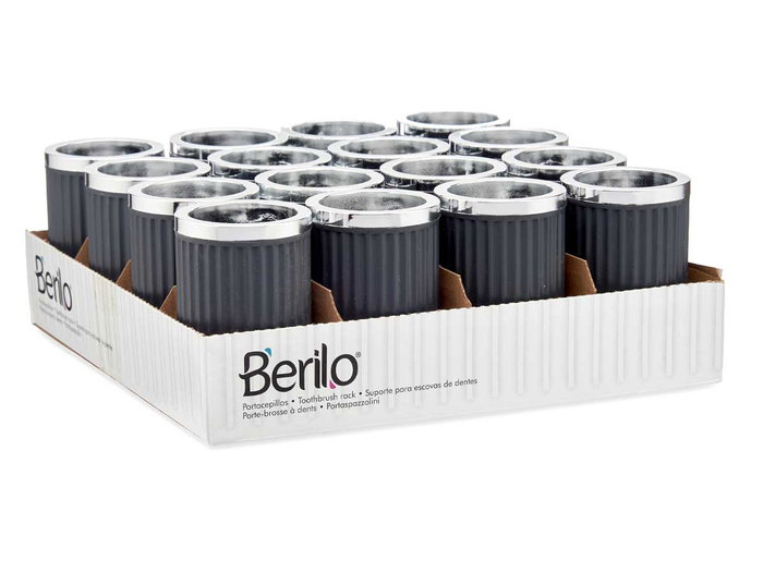 Berilo Vaso Multiuso Plástico Antracita 7.5x11.5x7.5 cm (Set de 32)