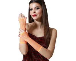 Atosa Guante Rejilla Naranja para Disfraz de Carnaval o Retro