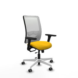 PIQUERAS Y CRESPO Silla de oficina Zulema con mecanismo Sincro/Traslack, Amarillo y Blanco