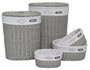 DKD Home Decor Cesta Ropa Basicos Gris Blanco 38 x 57 x 52 cm Set de 5