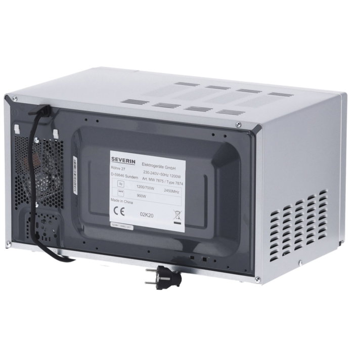 Severin MW 7771 microondas 2 en 1 con función de grill, negro/plateado