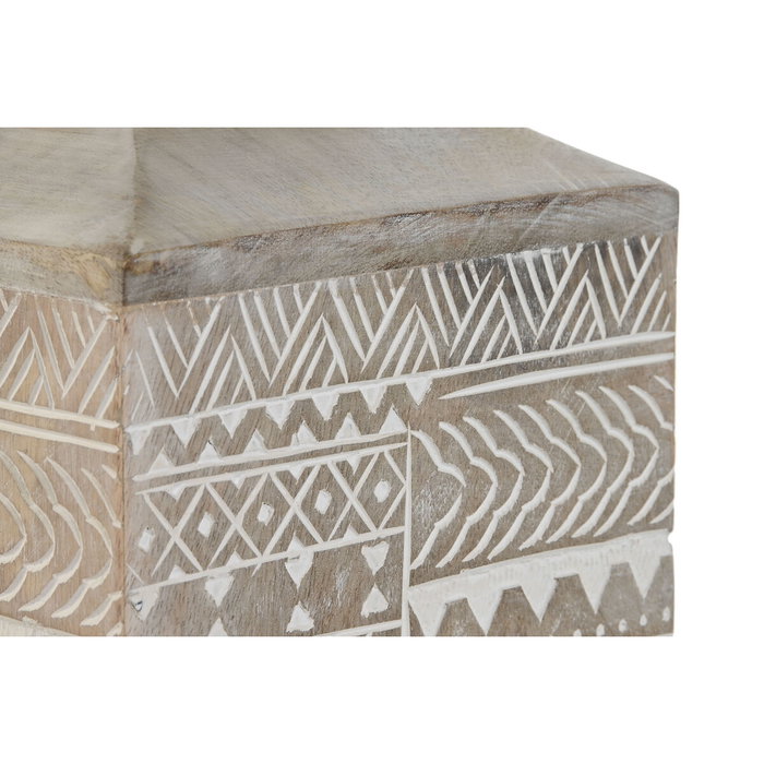 DKD Home Decor Jarrón Mango con Cenefa Blanco y Natural 18x18x30,5 cm DKD Home Decor Jarrón Mango con Cenefa Blanco y Natural 18x18x30,5 cm