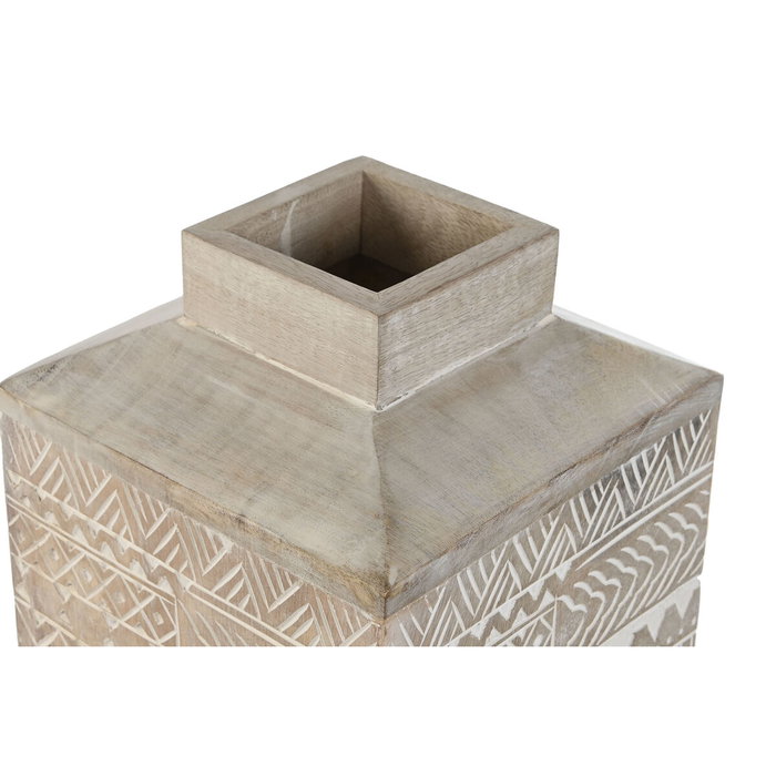 DKD Home Decor Jarrón Mango con Cenefa Blanco y Natural 18x18x30,5 cm DKD Home Decor Jarrón Mango con Cenefa Blanco y Natural 18x18x30,5 cm