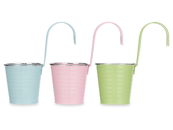 Ibergarden Macetero Para Colgar Zig Zag Filo Plata Surtidos 24x26.5x13 cm (Set de 24)