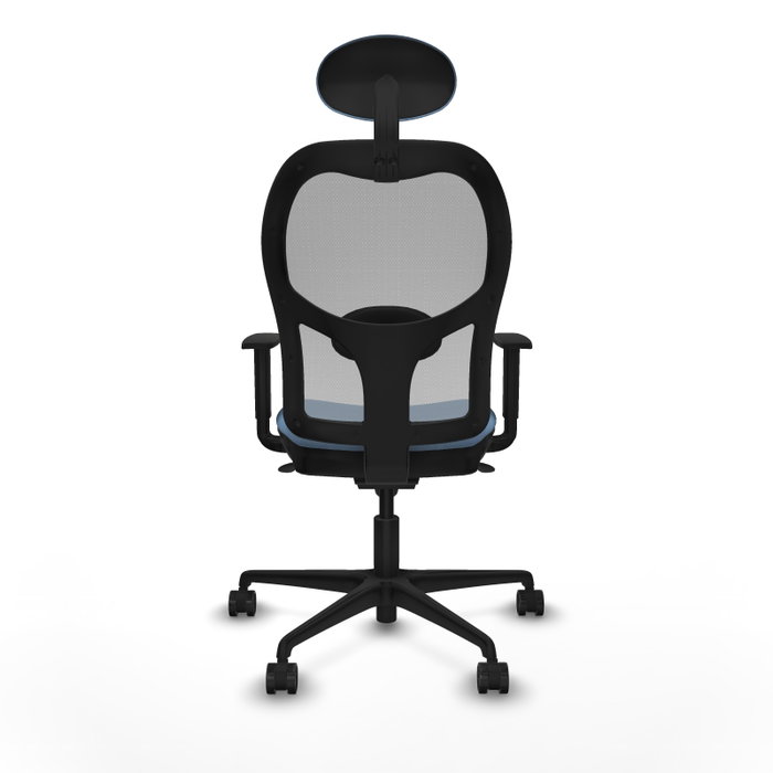Silla de oficina Jorquera con mecanismo Sincro tapizada con Tela color Azul cielo y malla color Gris. Equipada con lumbar 1D, Brazos 1D, Cabecero Fijo y Ruedas 65mm nailon Silla de oficina Jorquera con mecanismo Sincro tapizada con Tela color Azul cielo y malla color Gris. Equipada con lumbar 1D, Brazos 1D, Cabecero Fijo y Ruedas 65mm nailon