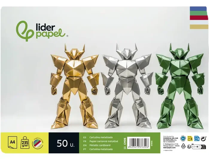 Liderpapel Cartulina Metalizada A4 235 g/m² 5 Colores Surtidos